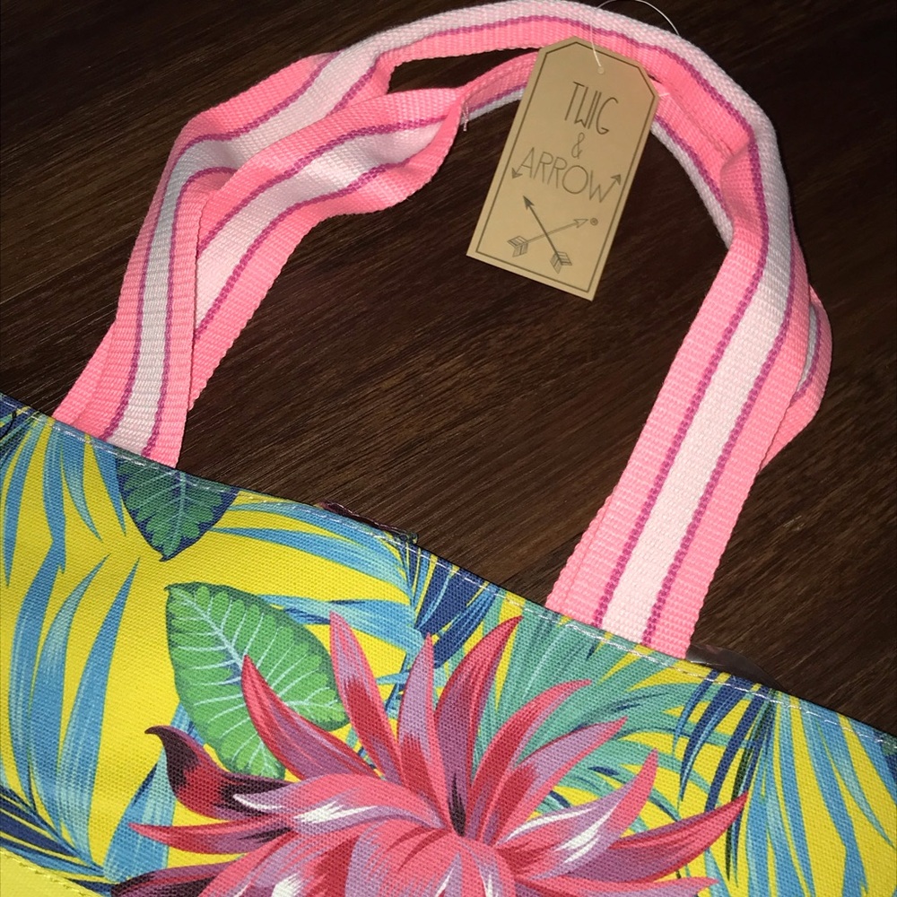 Twig & Arrow Canvas "Paradise" Large Summer Printed Tote NWT - Picture 6 of 7